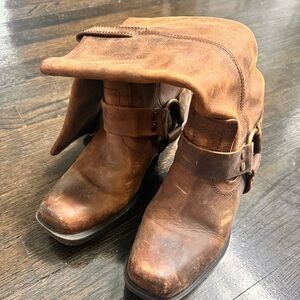 Mossimo Supply Co. Brown Leather Square Toe Harness Style Motorcycle Boots
